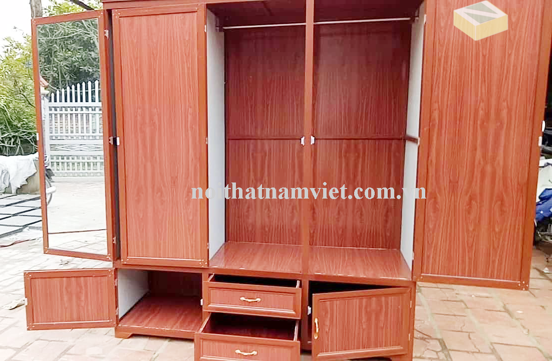 tủ áo nhôm kính vân gỗ