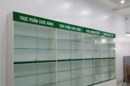 Tủ kính trưng bày cho nhà thuốc và cửa hàng mỹ phẩm